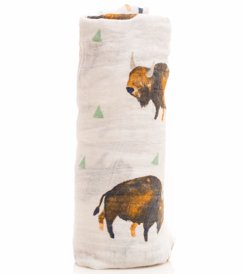 Little Unicorn Cotton Muslin Swaddle 3-Pack - Bison 4 Little Unicorn Cotton Muslin Swaddle 3-Pack - Bison - Image 4