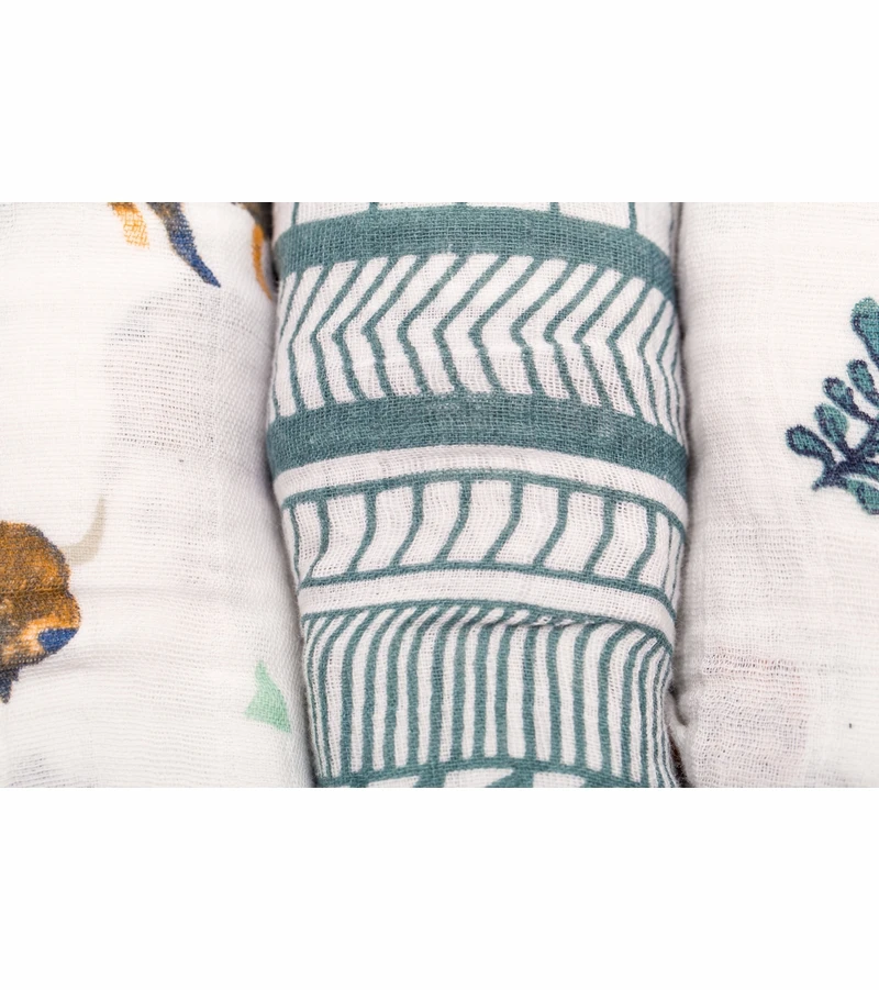 Little Unicorn Cotton Muslin Swaddle 3-Pack - Bison 5 Little Unicorn Cotton Muslin Swaddle 3-Pack - Bison - Image 5