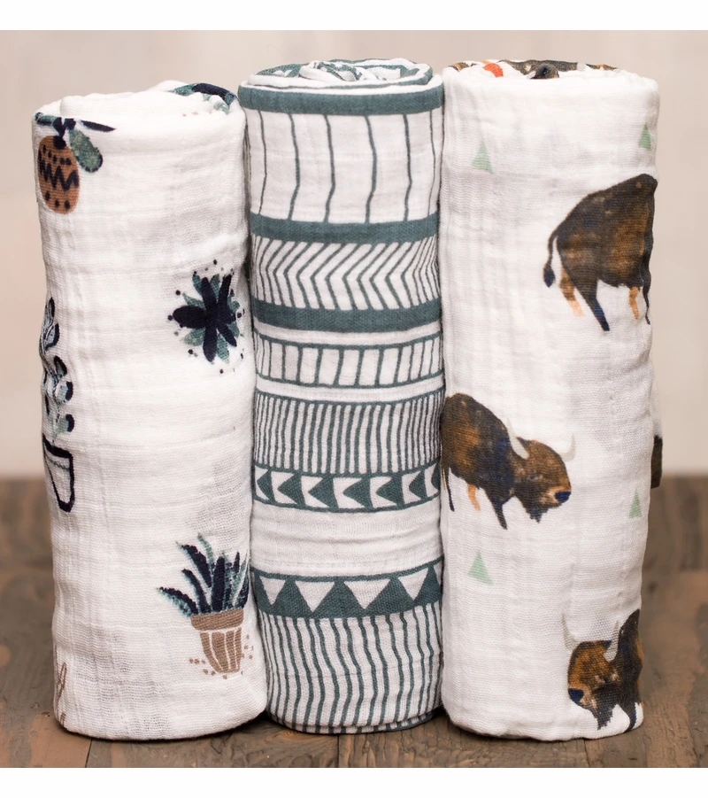 Little Unicorn Cotton Muslin Swaddle 3-Pack - Bison 6 Little Unicorn Cotton Muslin Swaddle 3-Pack - Bison - Image 6