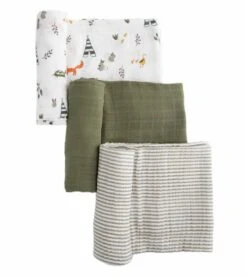 Little Unicorn Cotton Muslin Swaddle 3 Pack - Forest Friends 2 Set