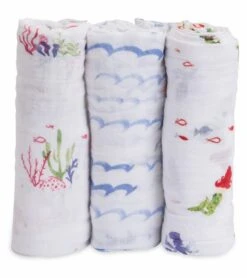 Little Unicorn Cotton Muslin Swaddle 3 Pack - Mermaid Set