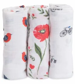 Little Unicorn Cotton Muslin Swaddle 3-Pack - Summer Poppy