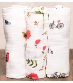 Little Unicorn Cotton Muslin Swaddle 3-Pack - Summer Poppy -Britax || Little Unicorn || Graco Shop little unicorn cotton muslin swaddle 3 pack summer poppy 217