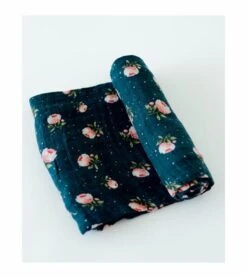 Little Unicorn Cotton Muslin Swaddle - Midnight Rose