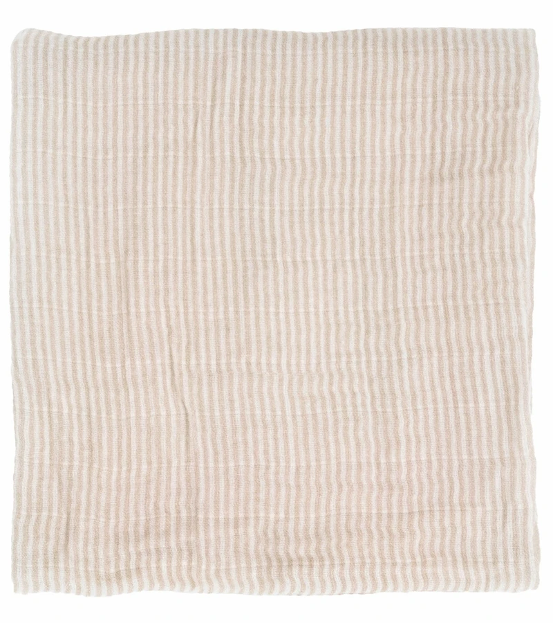 Little Unicorn Organic Cotton Muslin Swaddle Blanket - Sand Stripe 1 Little Unicorn Organic Cotton Muslin Swaddle Blanket - Sand Stripe