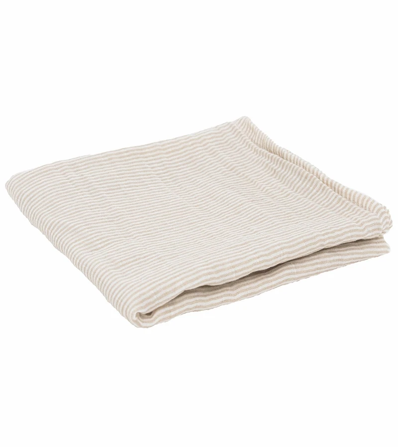 Little Unicorn Organic Cotton Muslin Swaddle Blanket - Sand Stripe 2 Little Unicorn Organic Cotton Muslin Swaddle Blanket - Sand Stripe - Image 2