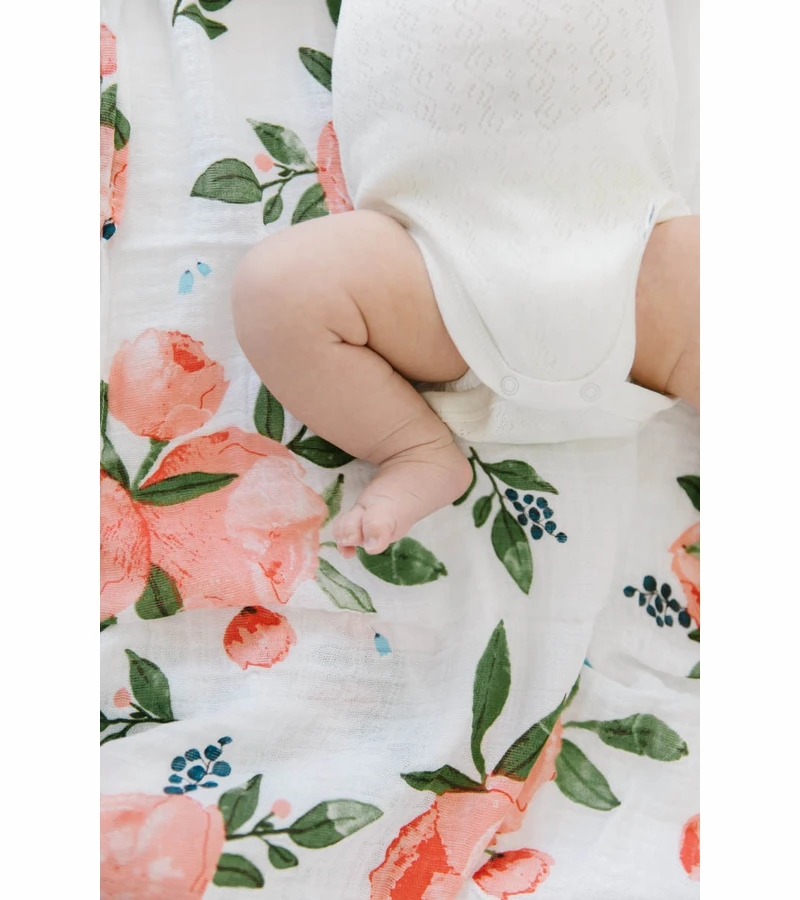 Little Unicorn Photo Blanket - Watercolor Roses 2 Little Unicorn Photo Blanket - Watercolor Roses - Image 2