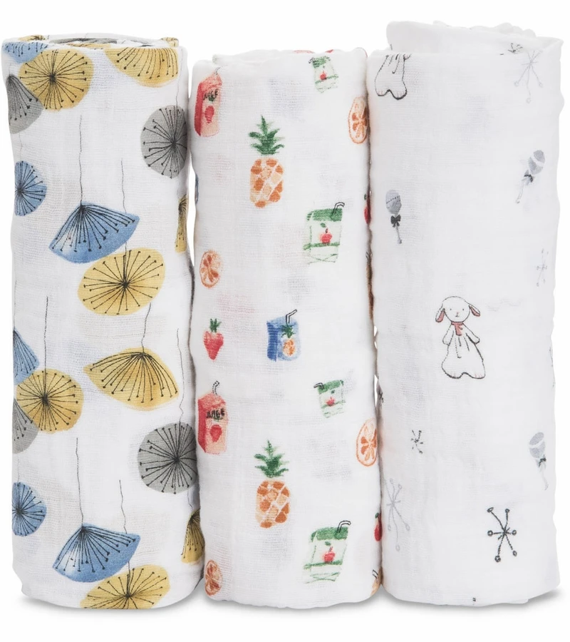 Little Unicorn + The Boss Baby Cotton Muslin Swaddle 3 Pack - Lamby 1 Little Unicorn + The Boss Baby Cotton Muslin Swaddle 3 Pack - Lamby