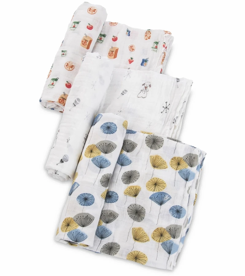 Little Unicorn + The Boss Baby Cotton Muslin Swaddle 3 Pack - Lamby 2 Little Unicorn + The Boss Baby Cotton Muslin Swaddle 3 Pack - Lamby - Image 2