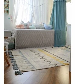 Lorena Canals Azteca Rug - Natural/Vintage Blue (4' 8" X 6' 7") -Britax || Little Unicorn || Graco Shop lorena canals azteca rug natural vintage blue 4 8 x 6 7 243