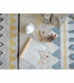 Lorena Canals Azteca Rug - Natural/Vintage Blue (4' 8" X 6' 7") -Britax || Little Unicorn || Graco Shop lorena canals azteca rug natural vintage blue 4 8 x 6 7 244