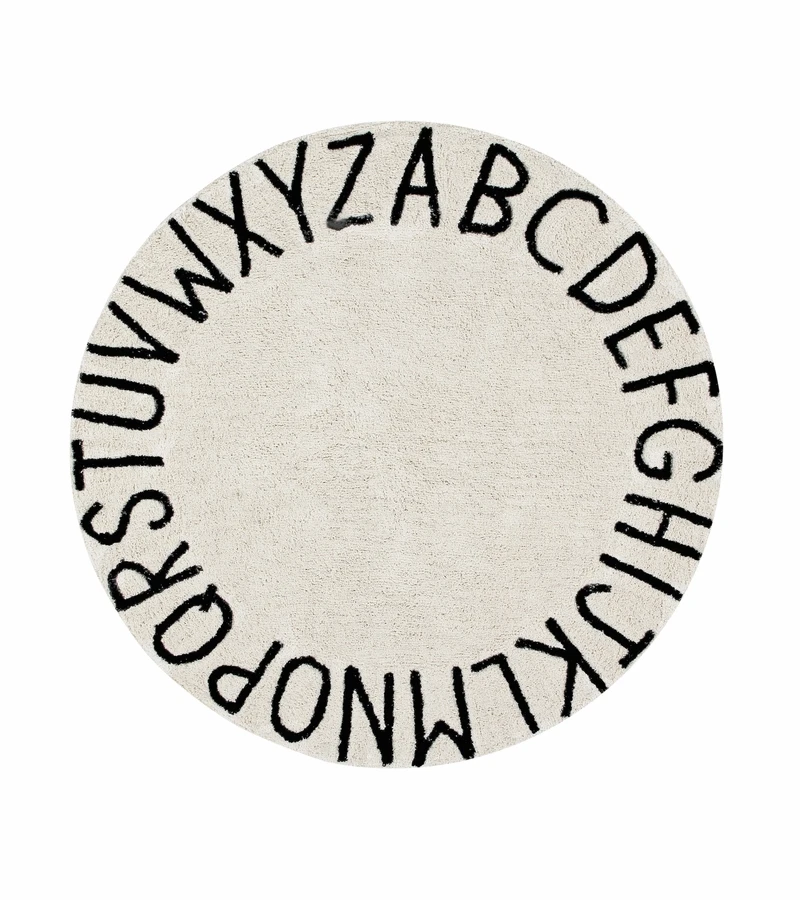 Lorena Canals Round Rug - ABC - Natural/Black (5') 1 Lorena Canals Round Rug - ABC - Natural/Black (5')