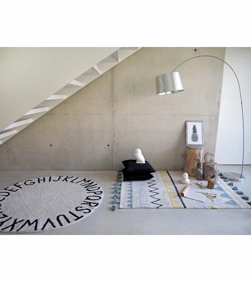 Lorena Canals Round Rug - ABC - Natural/Black (5') 3 Lorena Canals Round Rug - ABC - Natural/Black (5') - Image 3