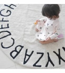 Lorena Canals Round Rug - ABC - Natural/Black (5') 11 Lorena Canals Round Rug - ABC - Natural/Black (5') -Britax || Little Unicorn || Graco Shop lorena canals round rug abc natural black 5 204
