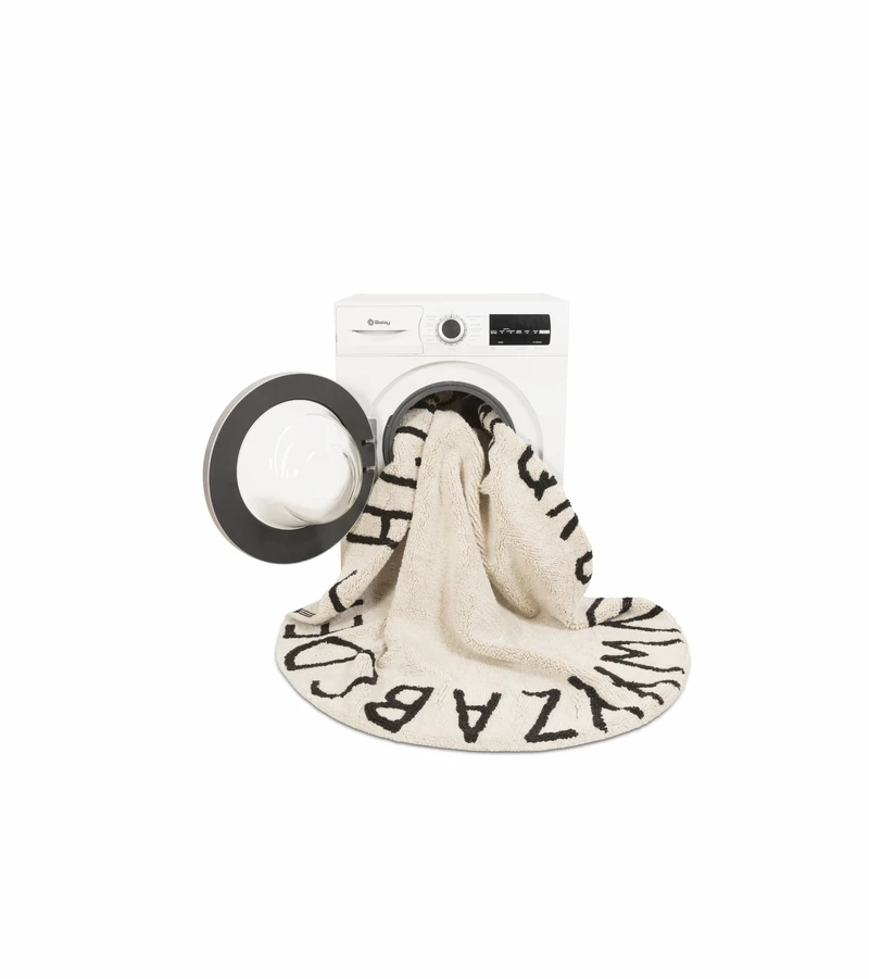 Lorena Canals Round Rug - ABC - Natural/Black (5') 7 Lorena Canals Round Rug - ABC - Natural/Black (5') - Image 7