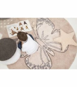 Lorena Canals Round Rug - Butterfly - Vintage Nude (5' 3") 7 Lorena Canals Round Rug - Butterfly - Vintage Nude (5' 3") -Britax || Little Unicorn || Graco Shop lorena canals round rug butterfly vintage nude 5 3 200