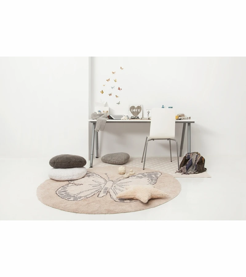 Lorena Canals Round Rug - Butterfly - Vintage Nude (5' 3") 5 Lorena Canals Round Rug - Butterfly - Vintage Nude (5' 3") - Image 5