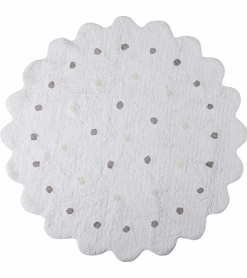 Lorena Canals Round Rug - Little Biscuit - White (4' 8") 1 Lorena Canals Round Rug - Little Biscuit - White (4' 8")