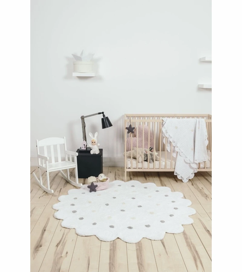 Lorena Canals Round Rug - Little Biscuit - White (4' 8") 3 Lorena Canals Round Rug - Little Biscuit - White (4' 8") - Image 3