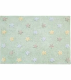 Lorena Canals Tricolor Stars Rug - Soft Mint (4' X 5' 3")