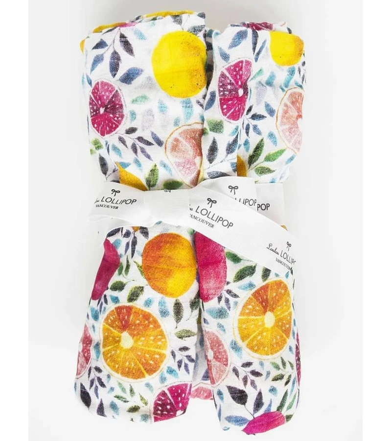 Loulou Lollipop Luxe Muslin Swaddle - Summer Citrus 1 Loulou Lollipop Luxe Muslin Swaddle - Summer Citrus
