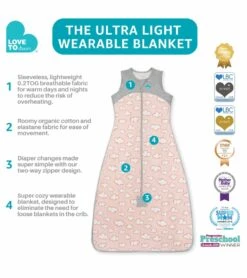 Love To Dream Sleep Bag Organic Cotton Lite .2 TOG, 18-36 M, Daydream Dusty Pink 8 Love To Dream Sleep Bag Organic Cotton Lite .2 TOG, 18-36 M, Daydream Dusty Pink -Britax || Little Unicorn || Graco Shop love to dream sleep bag organic cotton lite 2 tog 18 36 m daydream dusty pink 9