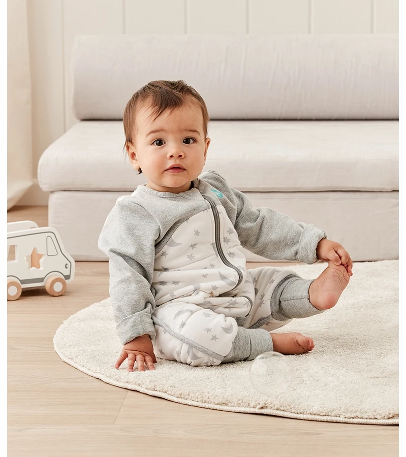 Love To Dream Sleep Suit Quilted Cotton 2.5 TOG, 6-12 M - Moonlight White 2 Love To Dream Sleep Suit Quilted Cotton 2.5 TOG, 6-12 M - Moonlight White - Image 2