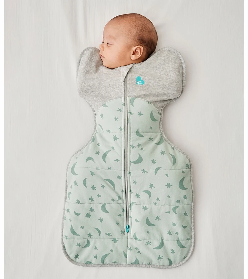 Love To Dream Swaddle UP Quilted Cotton 3.5 TOG, Small - Moonlight Olive 2 Love To Dream Swaddle UP Quilted Cotton 3.5 TOG, Small - Moonlight Olive - Image 2