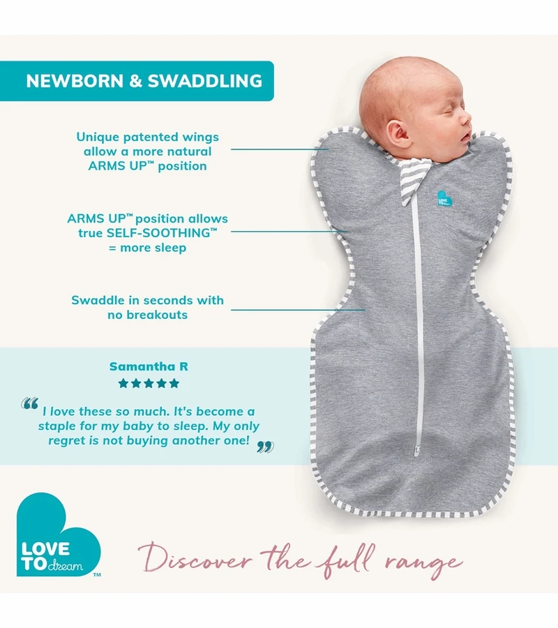 Love To Dream Swaddle UP Quilted Cotton 3.5 TOG, Small - Moonlight Olive 3 Love To Dream Swaddle UP Quilted Cotton 3.5 TOG, Small - Moonlight Olive - Image 3