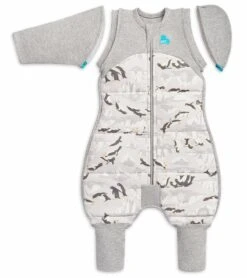 Love To Dream Swaddle UP Transition Suit Quilted Cotton 3.5 TOG, Medium - Penguin Parade Grey