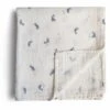 Mushie Organic Cotton Muslin Swaddle Blanket - Whales