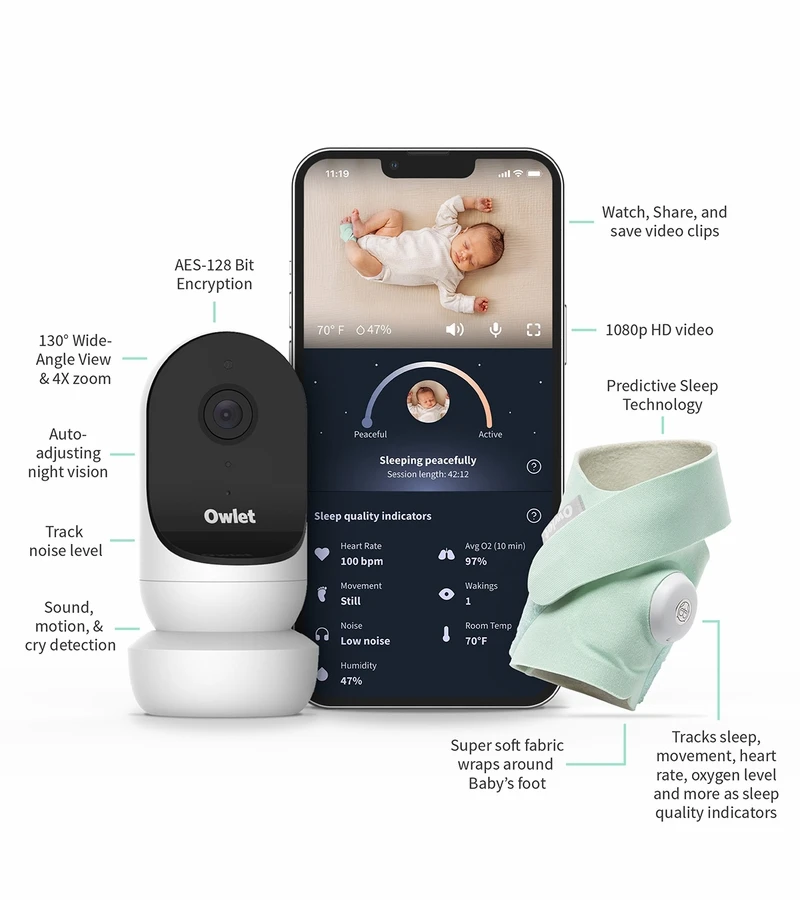 Owlet Cam 2 & Dream Sock Duo Smart Baby Monitoring System - Dusty Rose 2 Owlet Cam 2 & Dream Sock Duo Smart Baby Monitoring System - Dusty Rose - Image 2