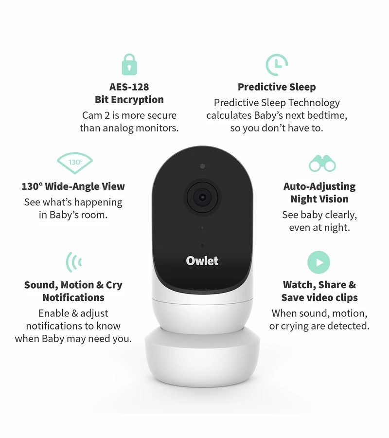Owlet Cam 2 Smart HD Video Baby Monitor - White 2 Owlet Cam 2 Smart HD Video Baby Monitor - White - Image 2