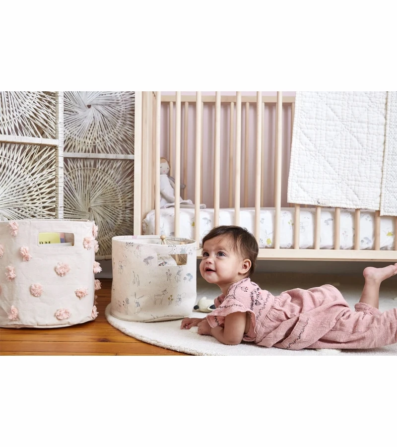 Petit Pehr Pom Pom Basket - Bin - Blush 2 Petit Pehr Pom Pom Basket - Bin - Blush - Image 2