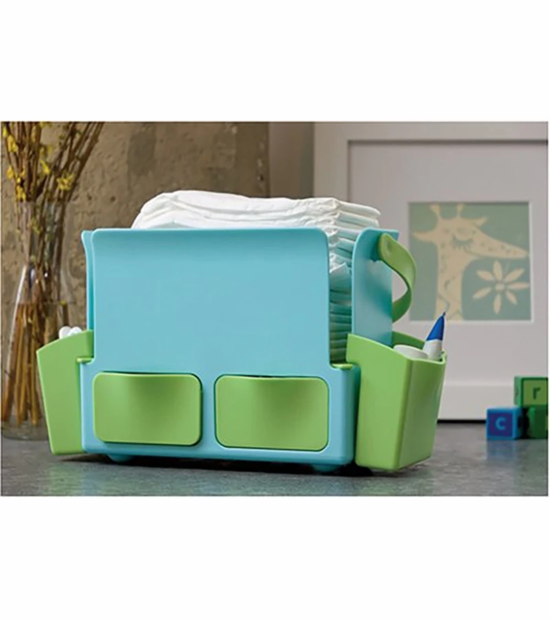 Skip Hop Toolbox Diaper Caddy - Sky Blue/Lime 2 Skip Hop Toolbox Diaper Caddy - Sky Blue/Lime - Image 2