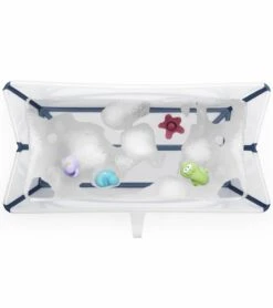 Stokke Flexi Bath Heat Sensitive Tub + Newborn Support - Transparent Blue -Britax || Little Unicorn || Graco Shop stokke flexi bath heat sensitive tub newborn support transparent blue 132