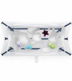 Stokke Flexi Bath Heat Sensitive Tub + Newborn Support - Transparent Blue -Britax || Little Unicorn || Graco Shop stokke flexi bath heat sensitive tub newborn support transparent blue 133