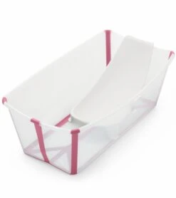 Stokke Flexi Bath Heat Sensitive Tub + Newborn Support - Transparent Pink