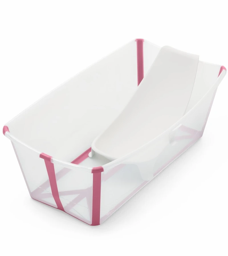 Stokke Flexi Bath Heat Sensitive Tub + Newborn Support - Transparent Pink 1 Stokke Flexi Bath Heat Sensitive Tub + Newborn Support - Transparent Pink