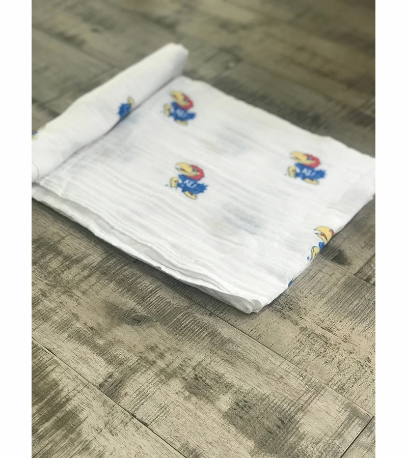 Three Little Anchors College Swaddle Blanket - Kansas Jayhawks 2 Three Little Anchors College Swaddle Blanket - Kansas Jayhawks - Image 2