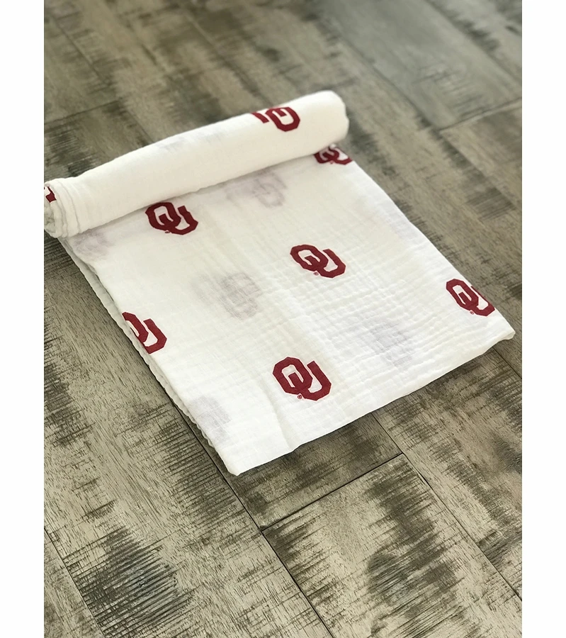 Three Little Anchors College Swaddle Blanket - Oklahoma Sooners 2 Three Little Anchors College Swaddle Blanket - Oklahoma Sooners - Image 2