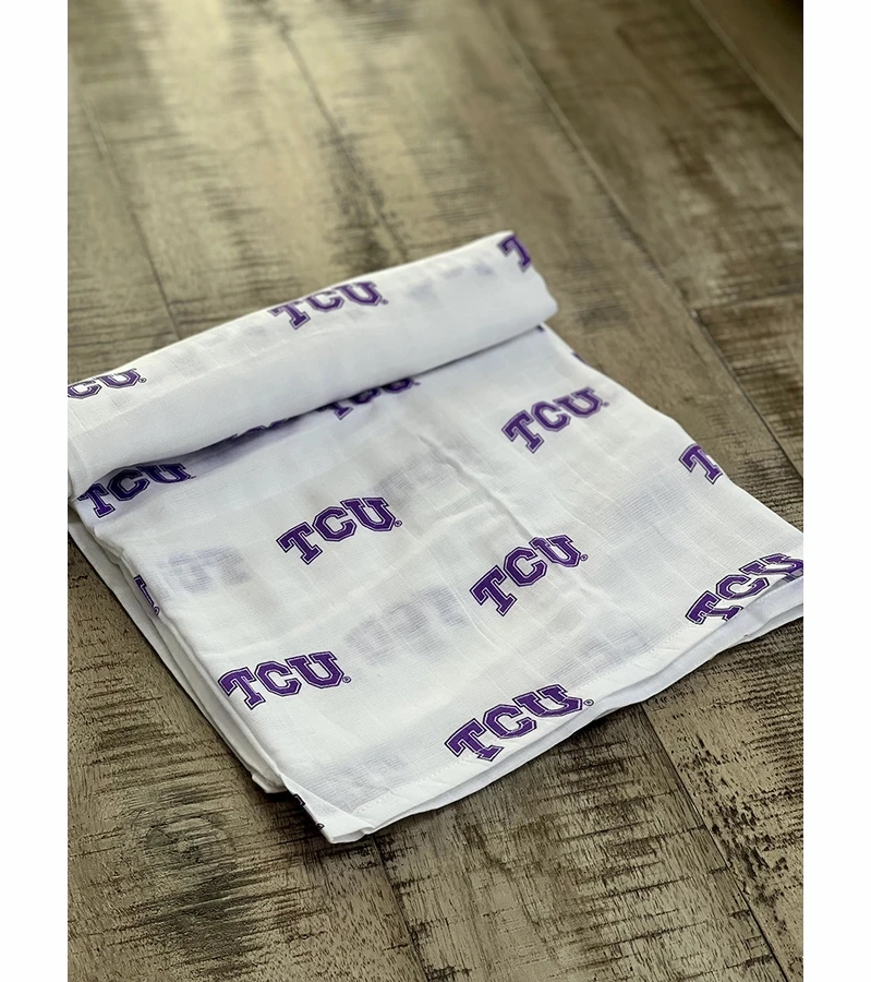 Three Little Anchors College Swaddle Blanket - Texas Christian University Horned Frogs 2 Three Little Anchors College Swaddle Blanket - Texas Christian University Horned Frogs - Image 2