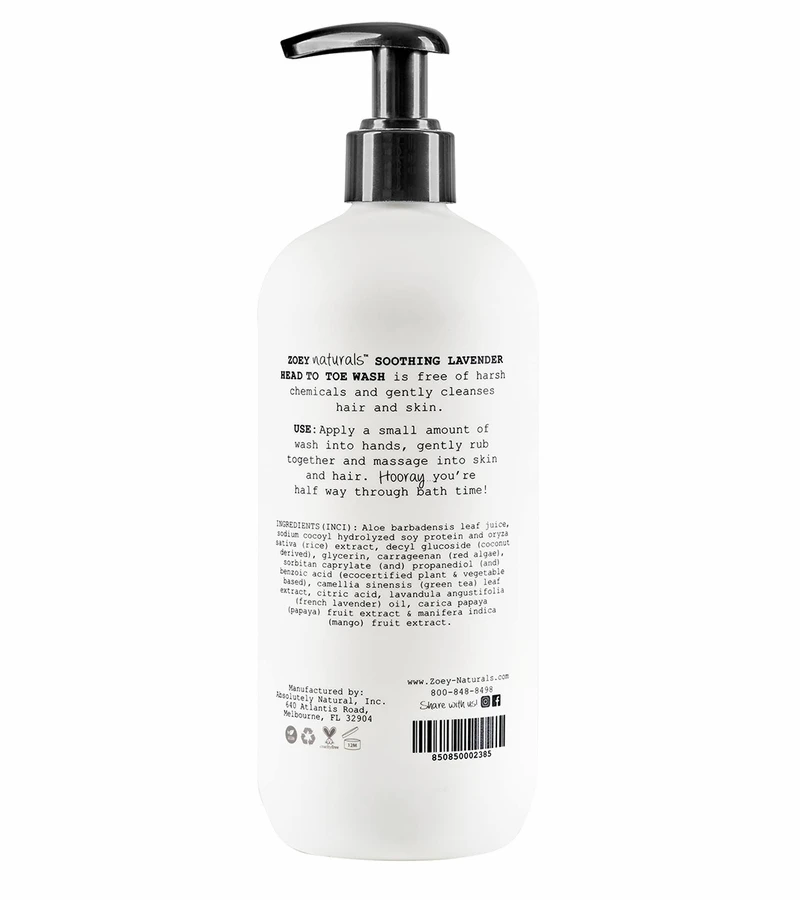 Zoey Naturals Head To Toe Wash - Soothing Lavender 2 Zoey Naturals Head To Toe Wash - Soothing Lavender - Image 2
